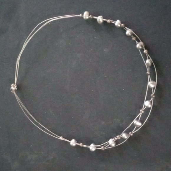 925 Floating Black Pearls Necklace - Picture 2 of 5